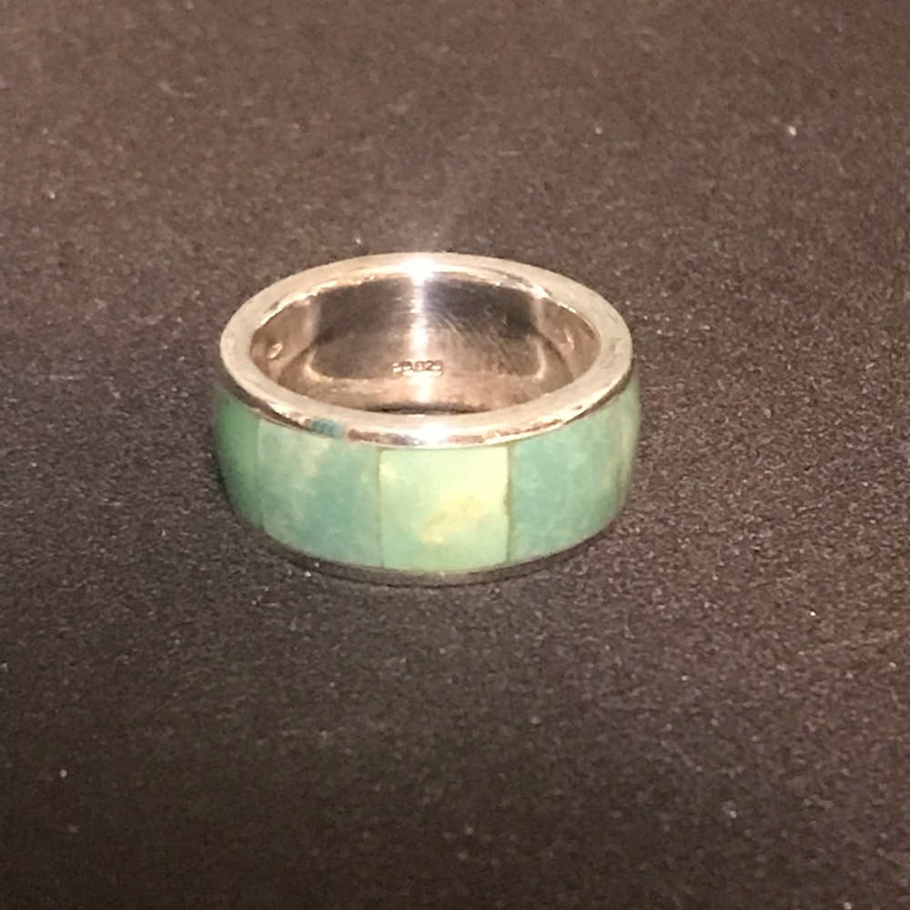 Turquoise Silver Band Ring - Picture 2 of 8